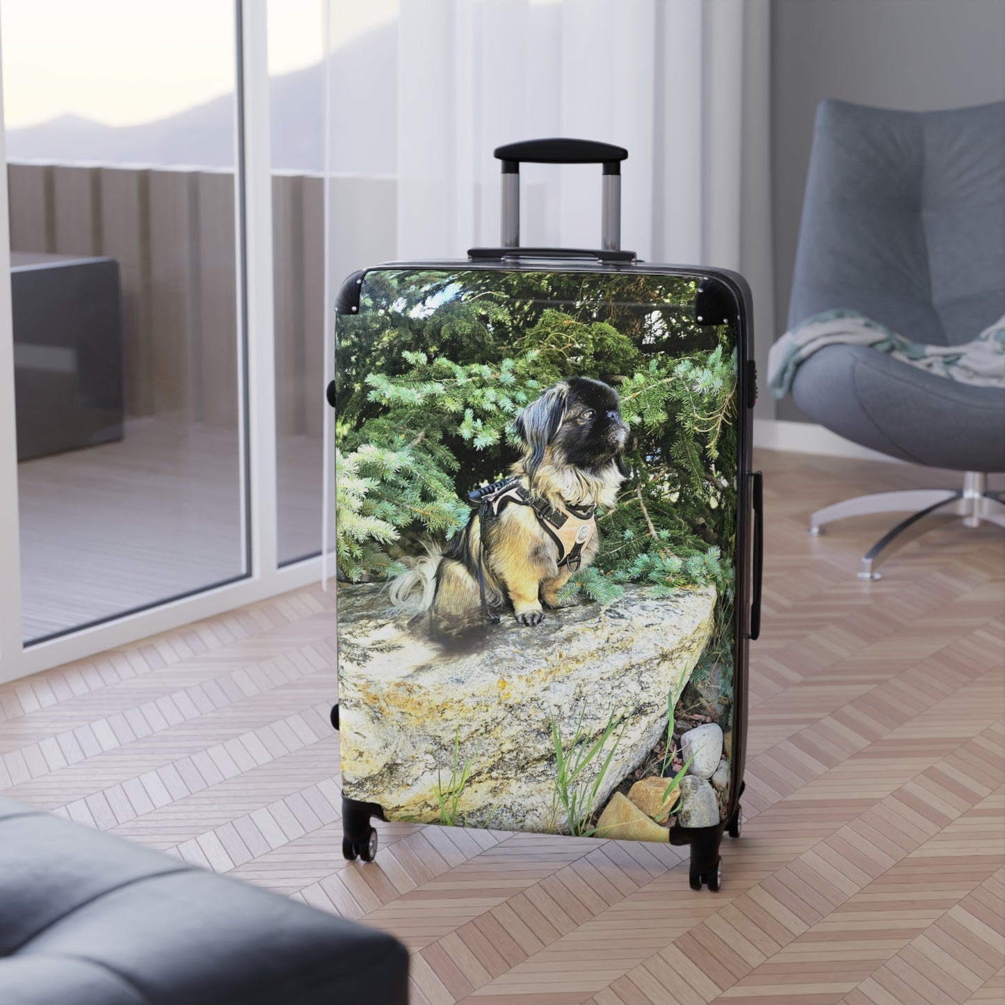 Pet Portrait Carry-On Suitcase — Custom Dog Photo Luggage