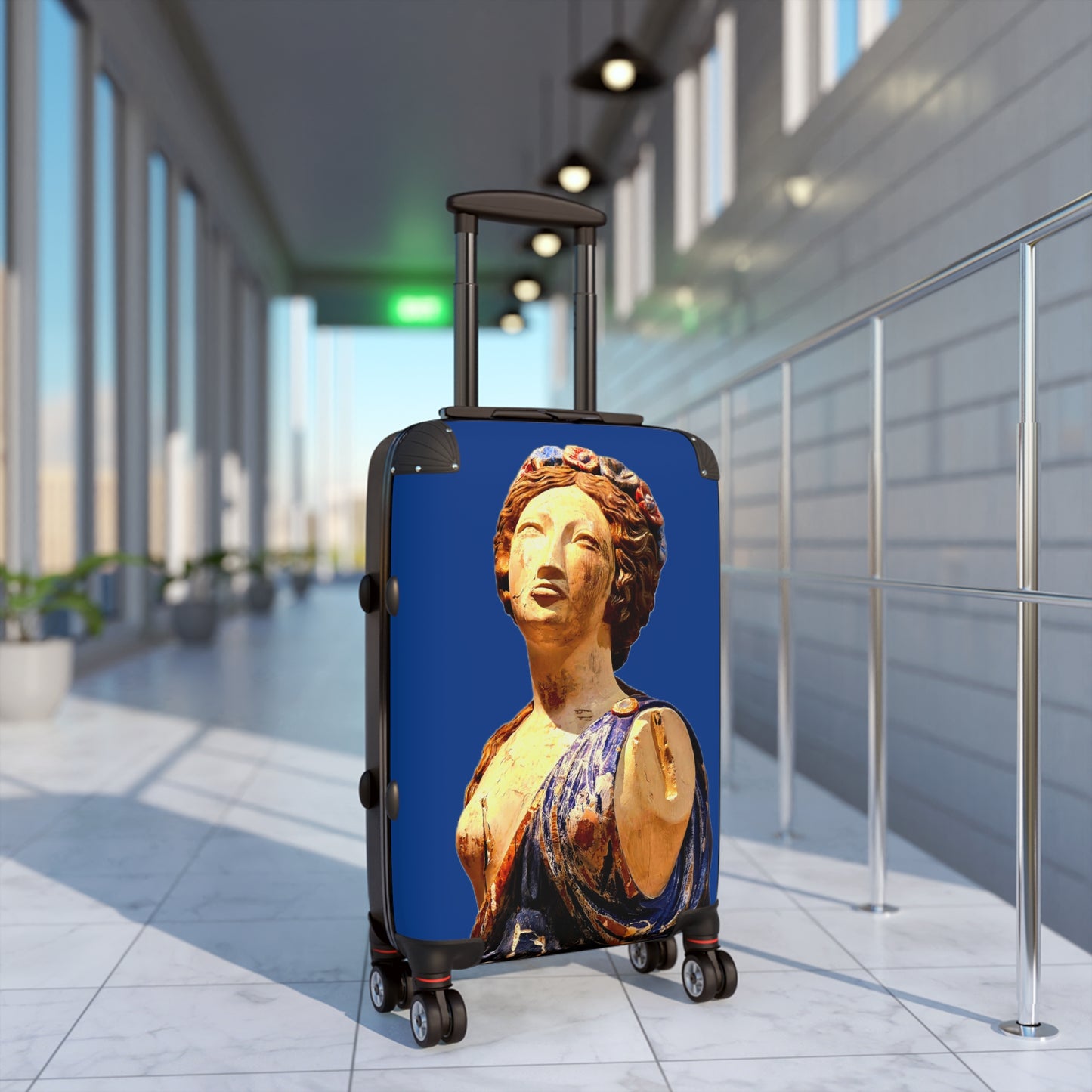 Designed to be Seen! Greek Statue Blue Carry-On Suitcase – Classical Art Travel Luggage
