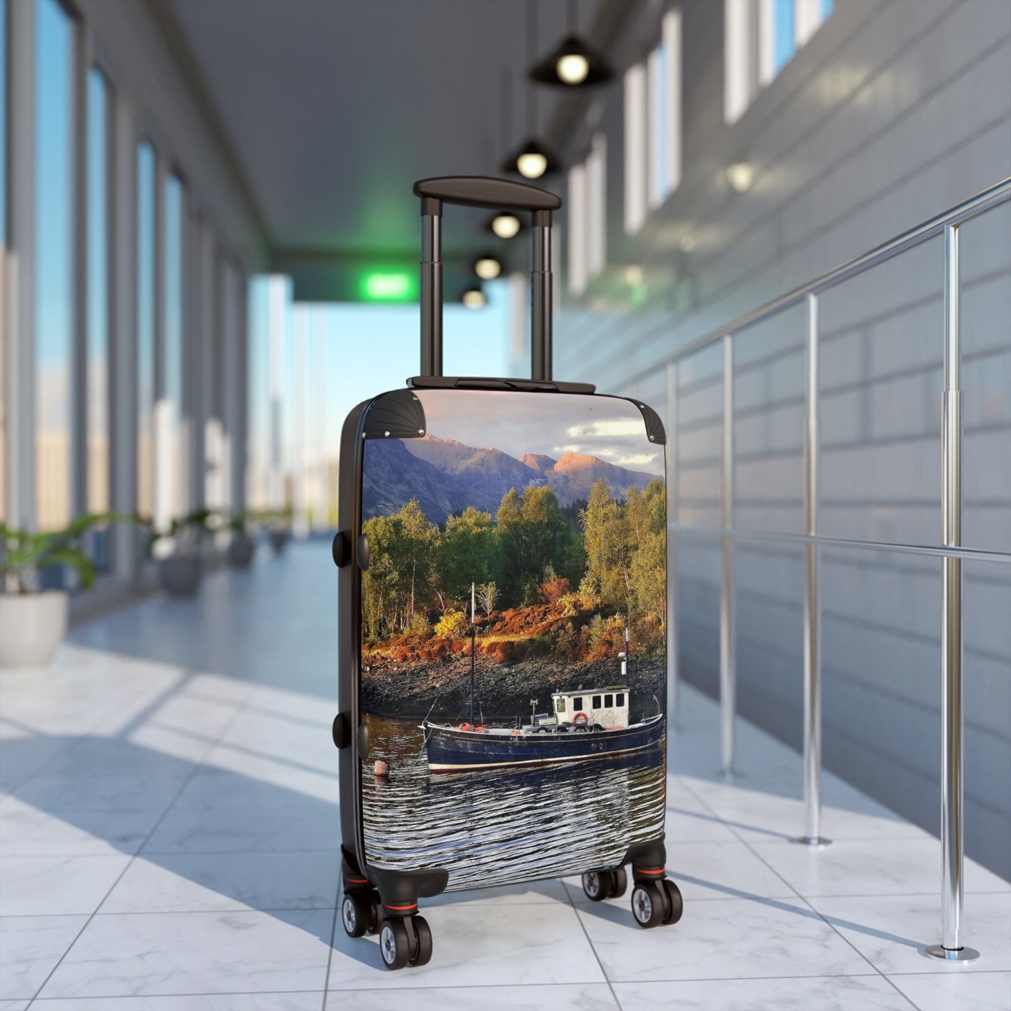 Command the Carousel! The Work Still Stands, 1930's Tug Fishing Boat, Mirrored Reflection, Timeless Travel Luggage