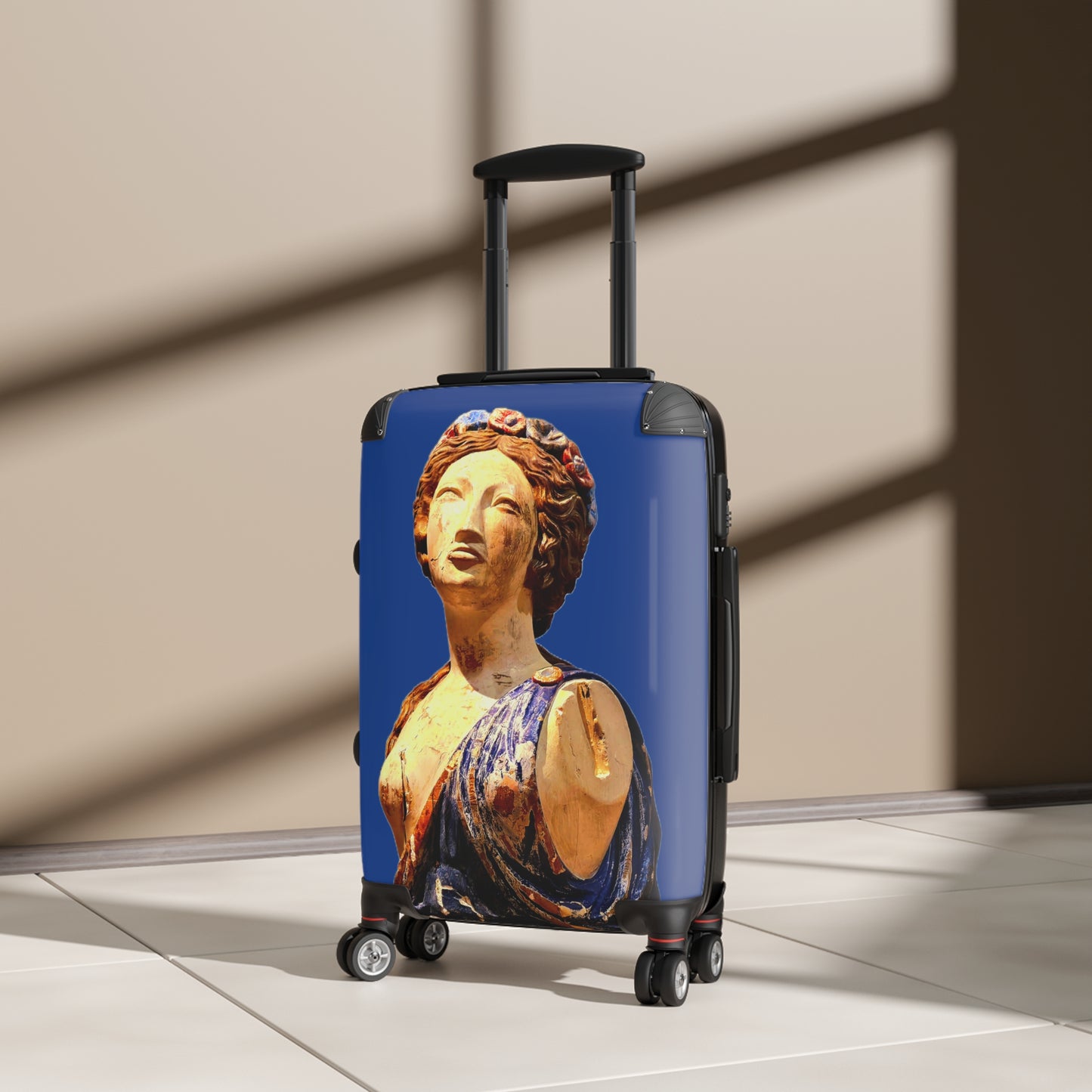 Designed to be Seen! Greek Statue Blue Carry-On Suitcase – Classical Art Travel Luggage