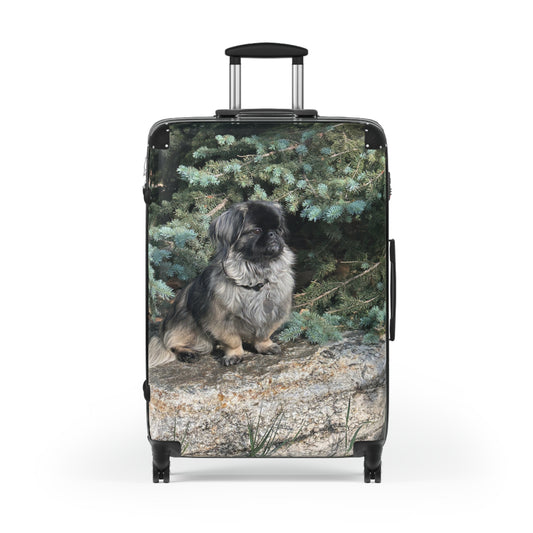 A Travelers Custom Photo Luggage - Travel Ready, Cute Pekinese Dog Suitcase, Personalized Travel Gear