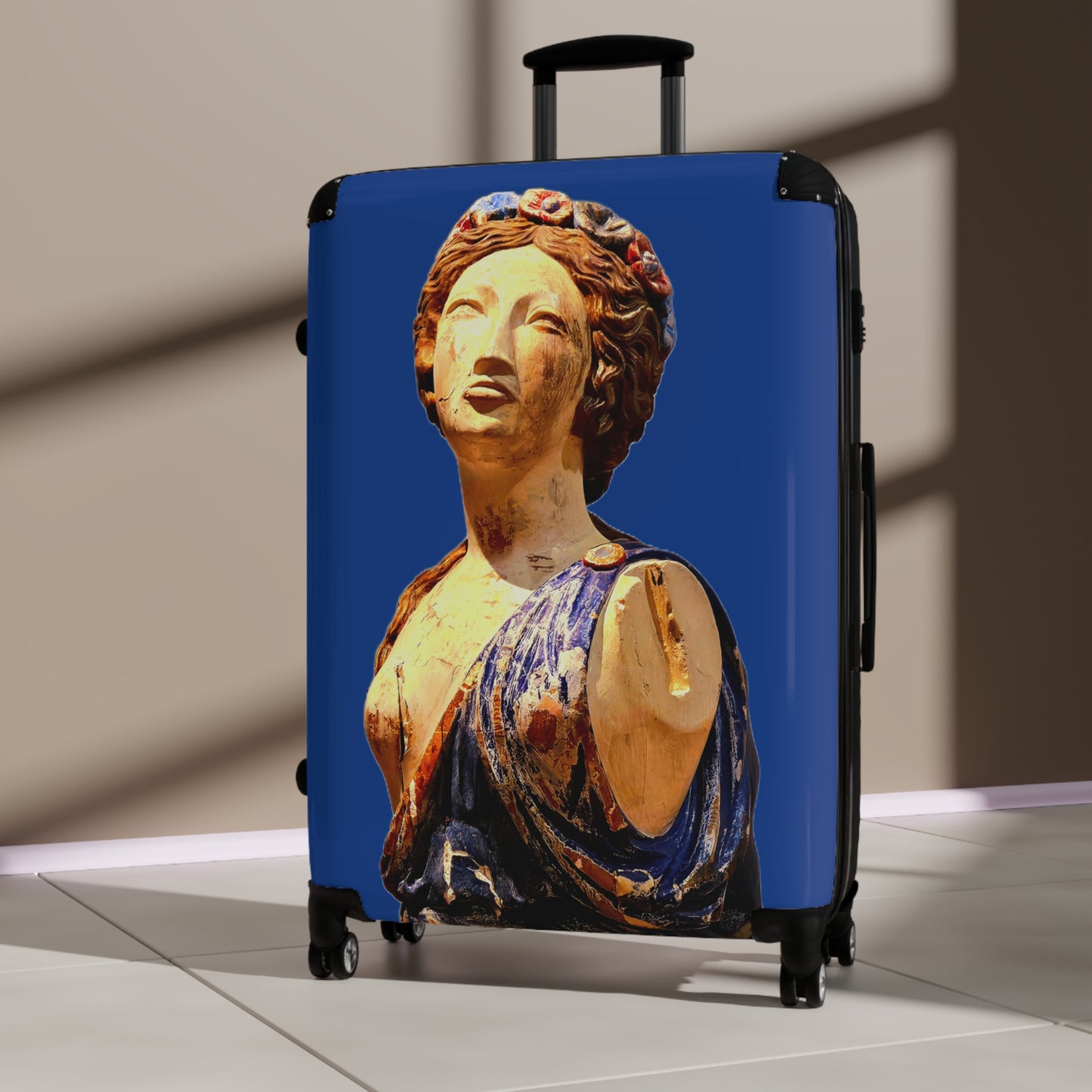 Designed to be Seen! Greek Statue Blue Carry-On Suitcase – Classical Art Travel Luggage