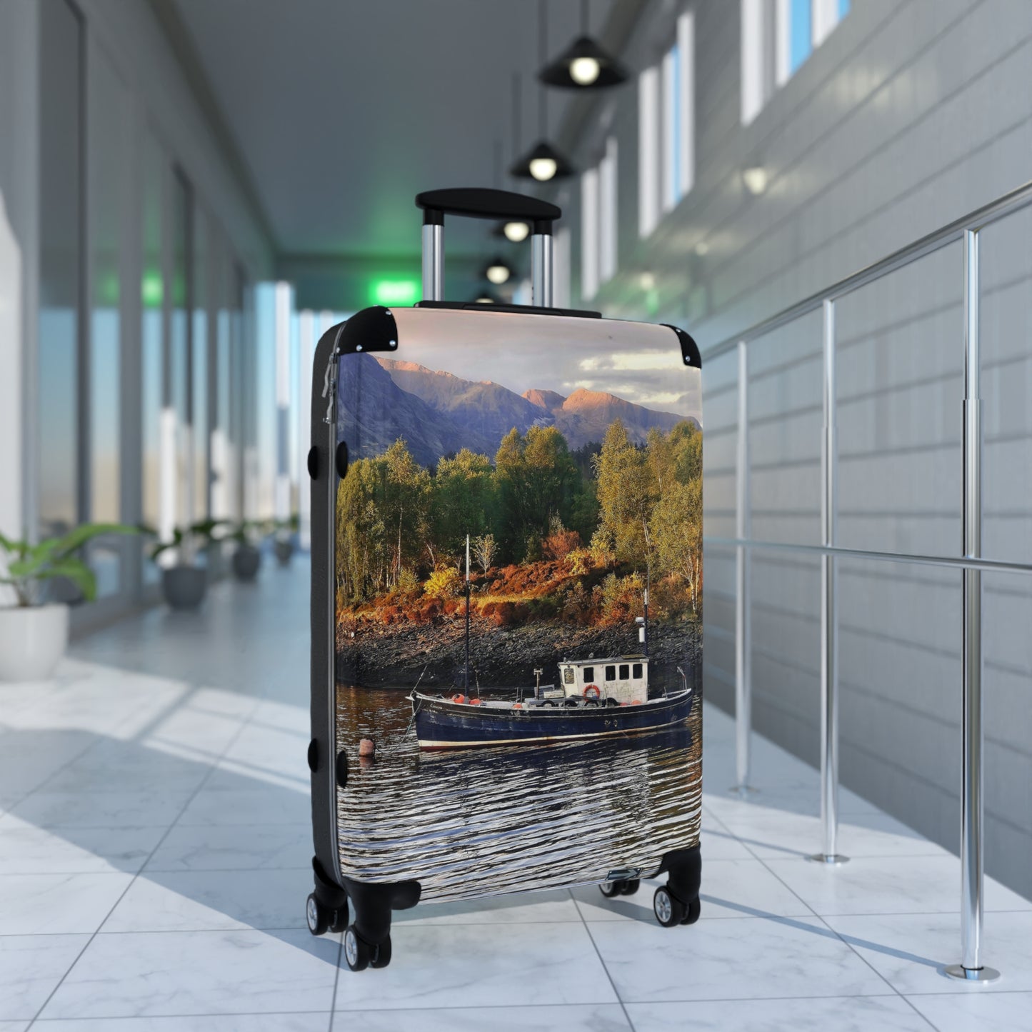 Command the Carousel! The Work Still Stands, 1930's Tug Fishing Boat, Mirrored Reflection, Timeless Travel Luggage