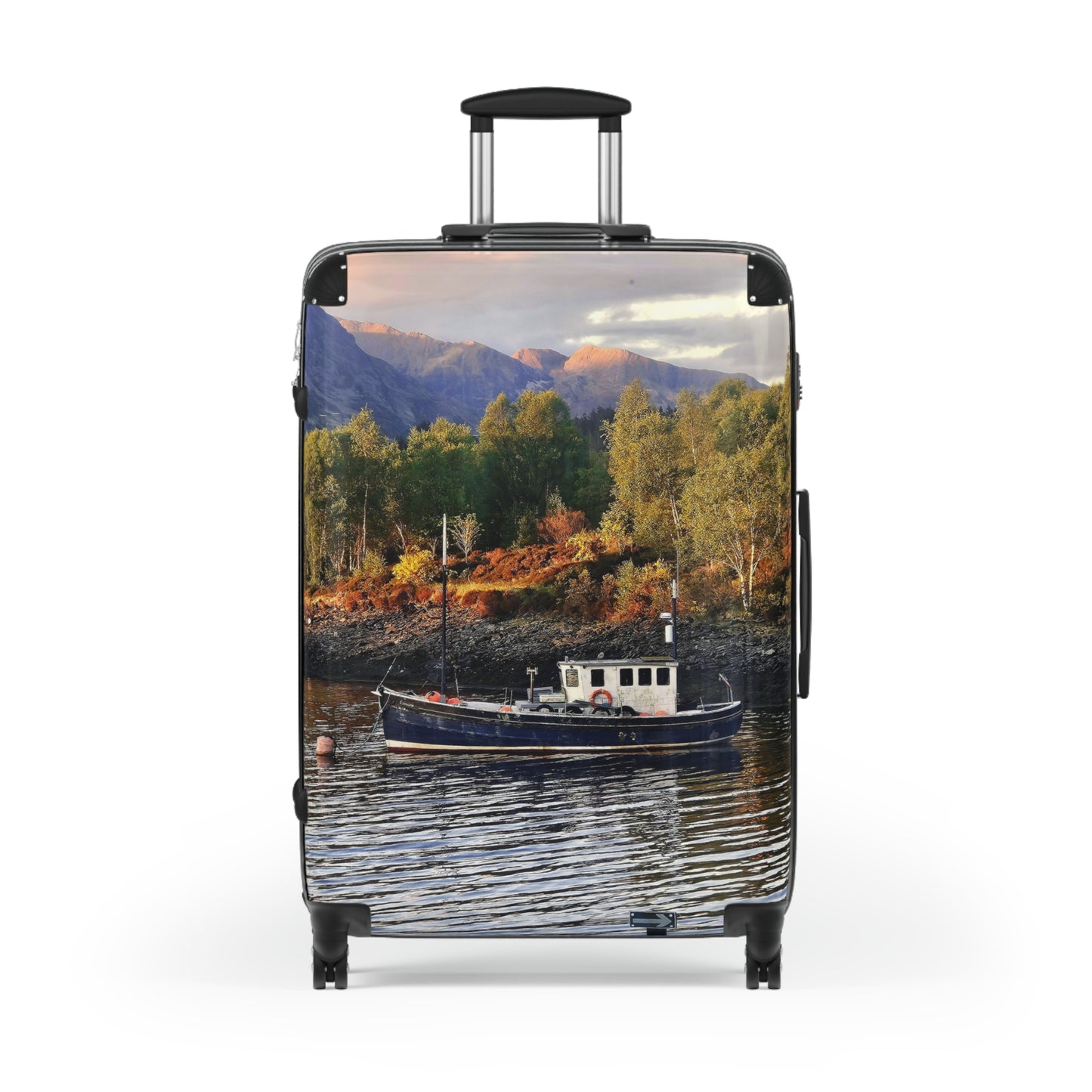 Command the Carousel! The Work Still Stands, 1930's Tug Fishing Boat, Mirrored Reflection, Timeless Travel Luggage