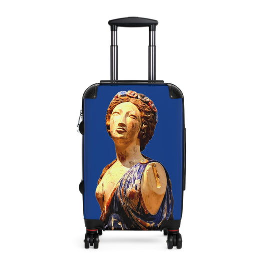 Designed to be Seen! Greek Statue Blue Carry-On Suitcase – Classical Art Travel Luggage