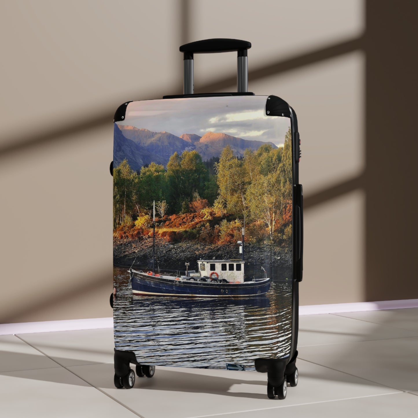 Command the Carousel! The Work Still Stands, 1930's Tug Fishing Boat, Mirrored Reflection, Timeless Travel Luggage