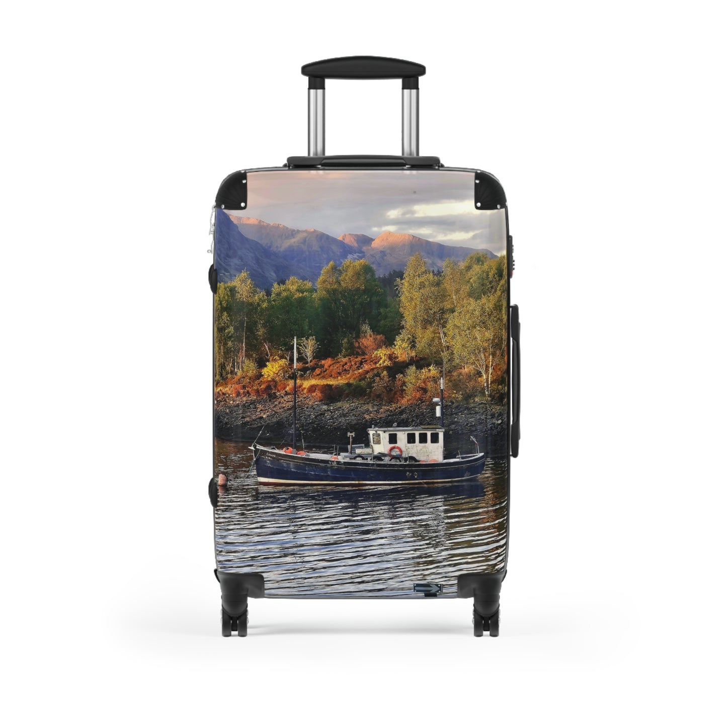 Command the Carousel! The Work Still Stands, 1930's Tug Fishing Boat, Mirrored Reflection, Timeless Travel Luggage